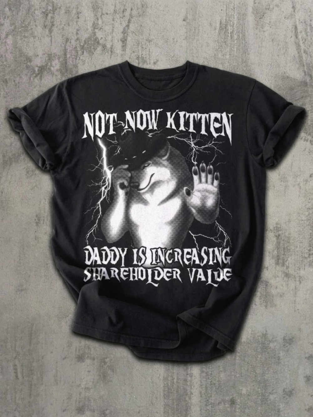 Not Now Kitten Black Graphic Tee